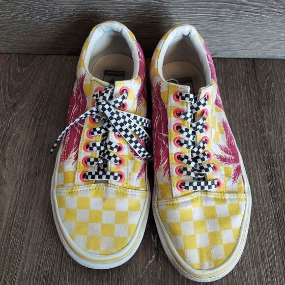 Custom Checkeredboard Vans Palm Tree Sneaker 6.5 Women 8 - Picture 3 of 10